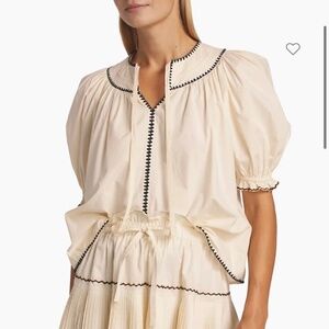 BRAND NEW Ulla Johnson Ruby Cotton Puff-Sleeve Top Size 16